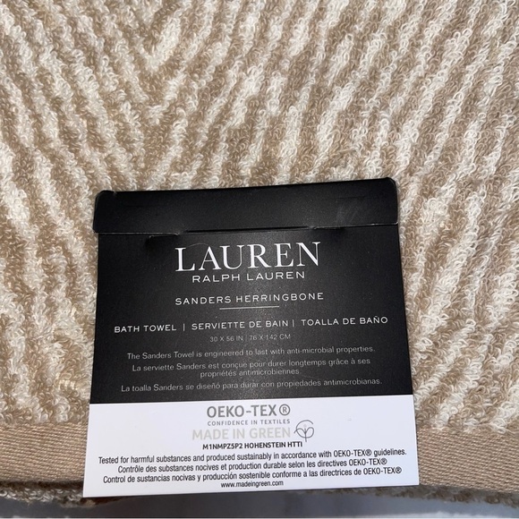 Lauren Ralph Lauren Tan Herringbone Bath Towel NWT - Picture 7 of 8